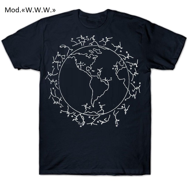 t-shirt with stickmen around the world